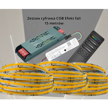 Zestaw 15mb Taśma LED CYFROWA COB 24V WS2811 IC biała dzienna, Sterownik Super Slim